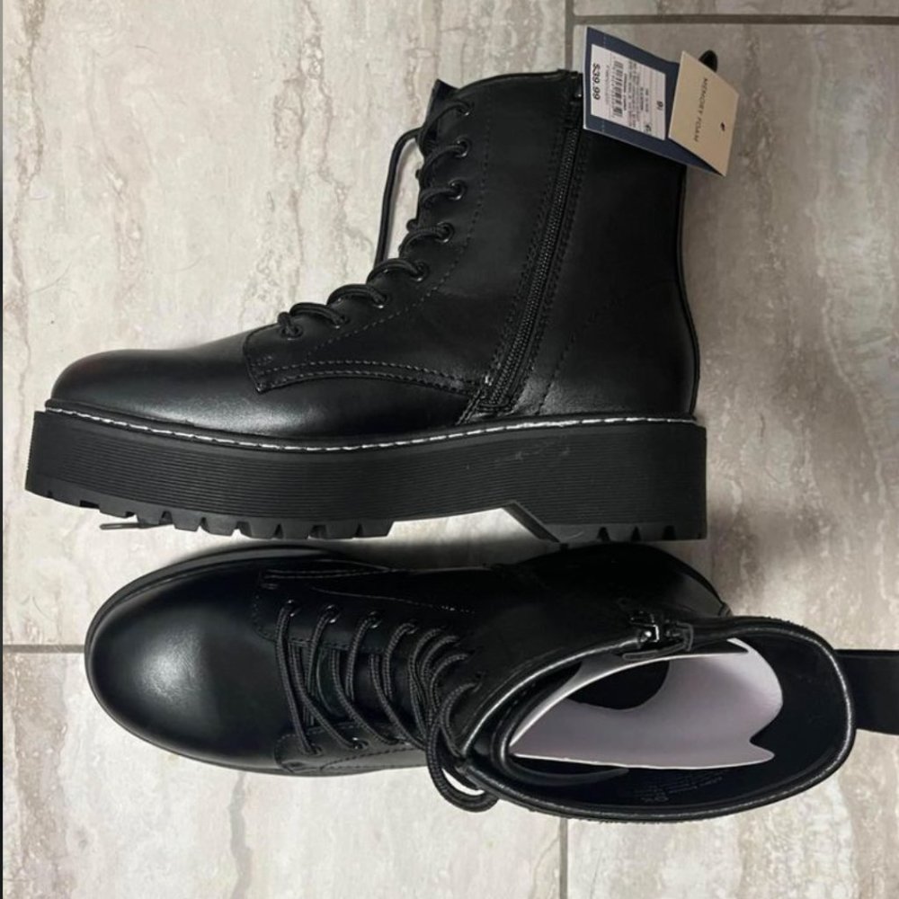 Black Platform Combat Boots